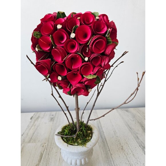 Pier 1 curl wood Bark heart face Valentine statue figurine unique Bush - Picture 4 of 9